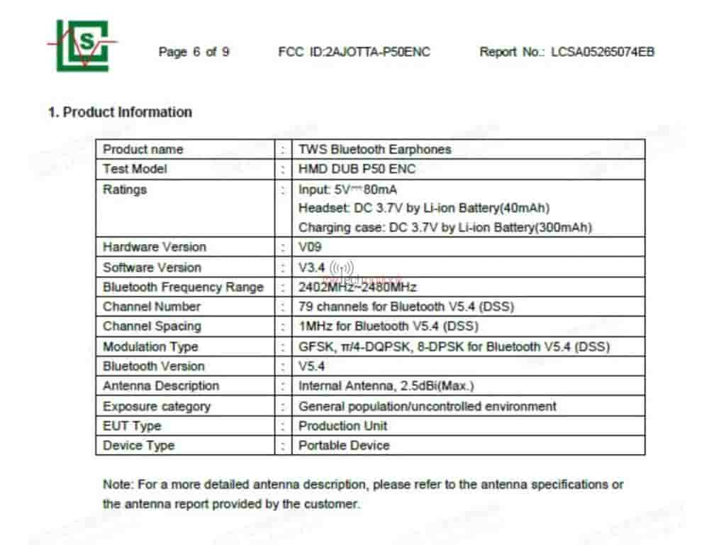 HMD DUB P50 ENC - FCC Certification (2)