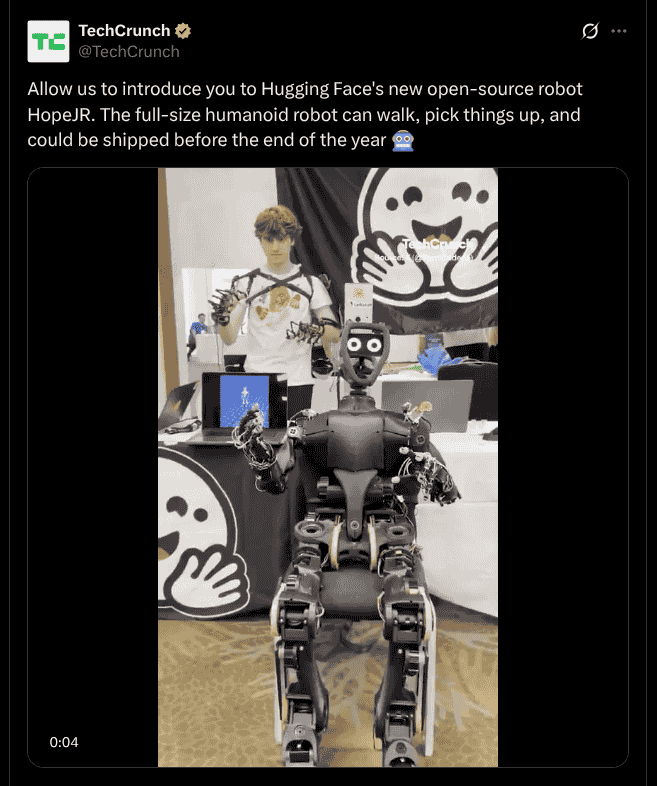 Hugging Face HopeJR - X Post