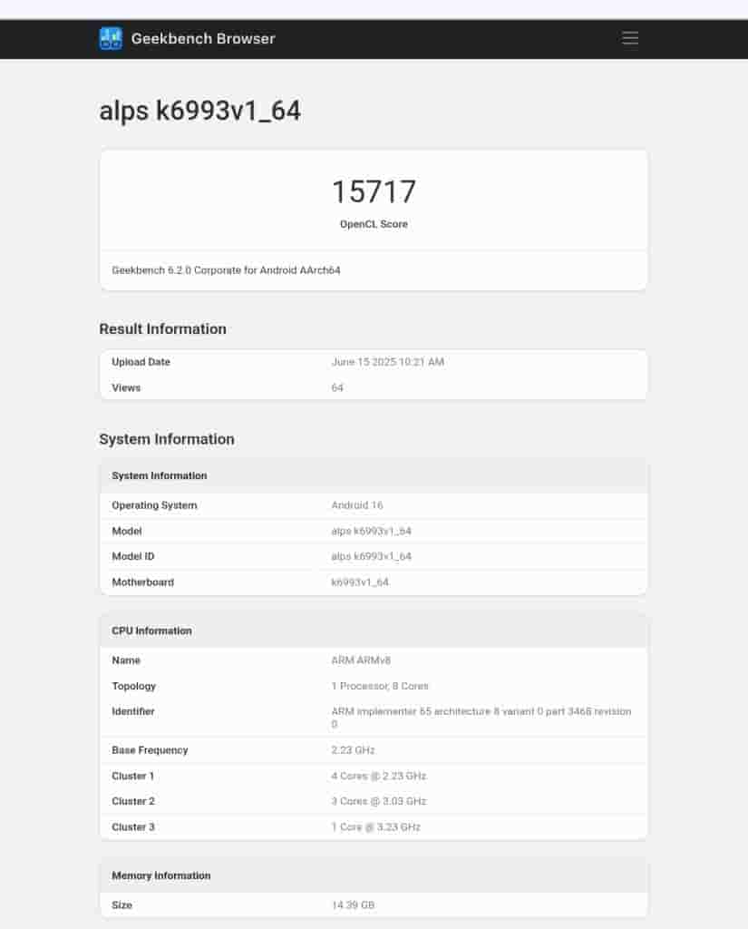 MediaTek Dimensity 9500 Chip - Geekbench Listing (1)