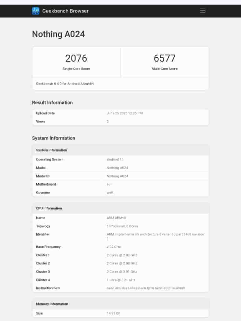 Nothing Phone (3) - Geekbench Listing (1)