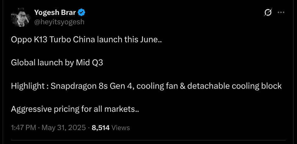 OPPO K13 Turbo - Tipped Details