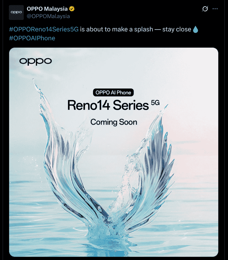 OPPO Reno 14 Series - Malaysian Teaser Poster