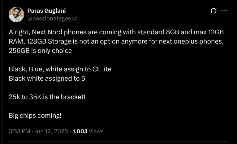 OnePlus Nord 5 and OnePlus Nord CE 5 - New X Post