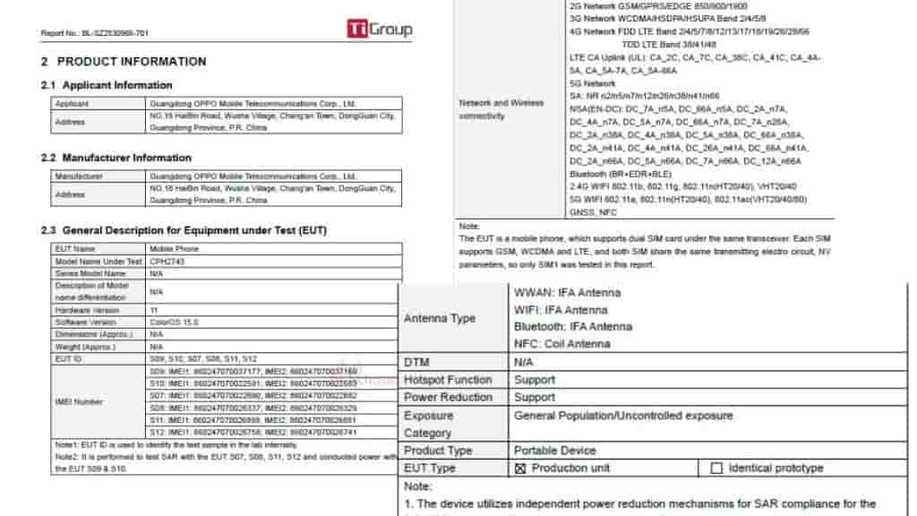 OPPO Reno 14F 5G - FCC Certification (1)