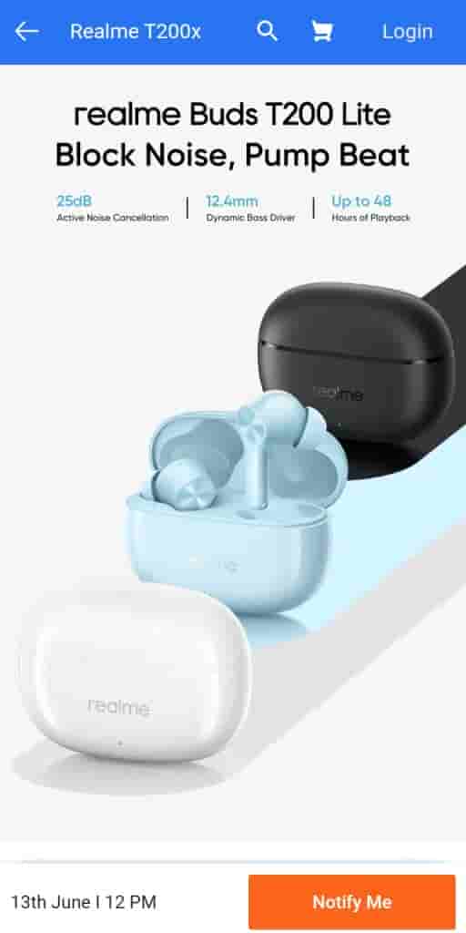 Realme T200x - Flipkart Listing