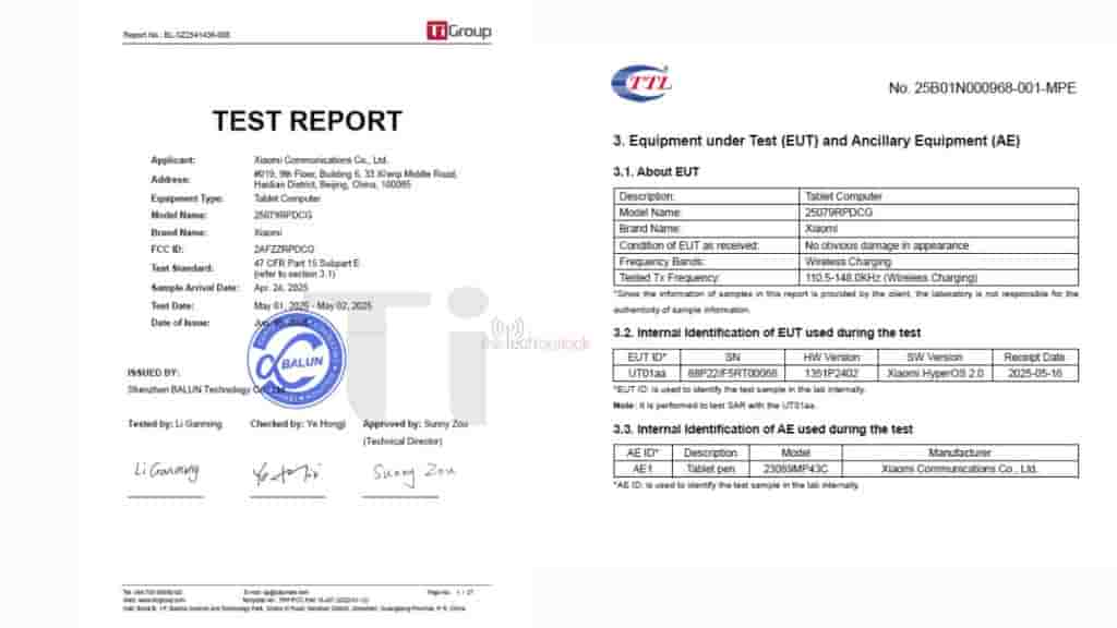 Redmi K Pad (Global Variant) - FCC Certification (2)