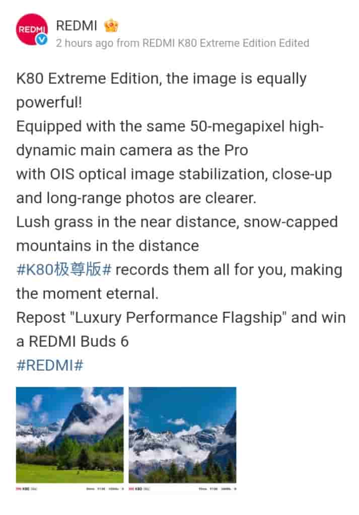 Redmi K80 Ultra - Camera Specs and Samples
