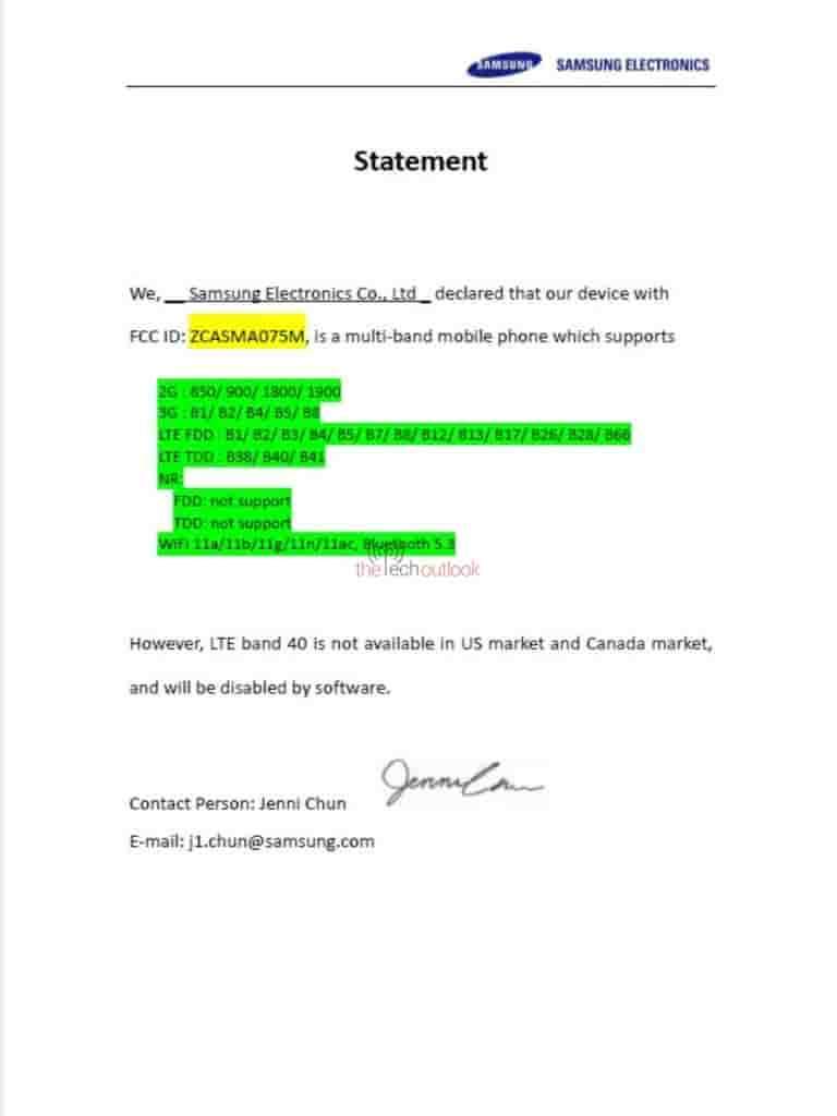 Samsung Galaxy A07 4G - FCC Certification (1)