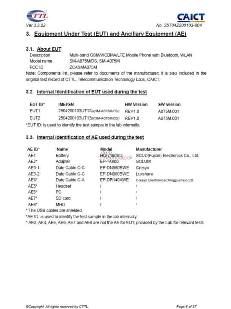 Samsung Galaxy A07 4G - FCC Certification (2)