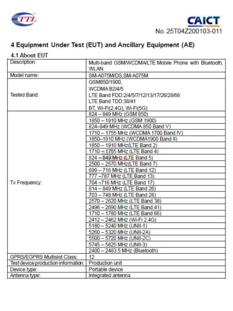 Samsung Galaxy A07 4G - FCC Certification (3)