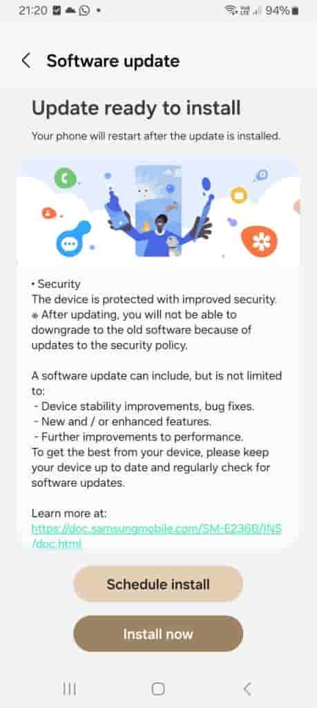 Samsung Galaxy F23 new update