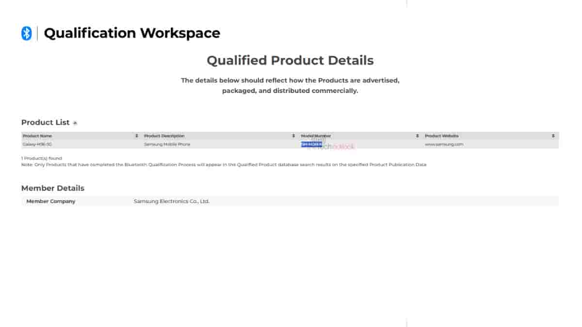 Samsung Galaxy M36 5G South Korean Variant - Bluetooth SIG Certification