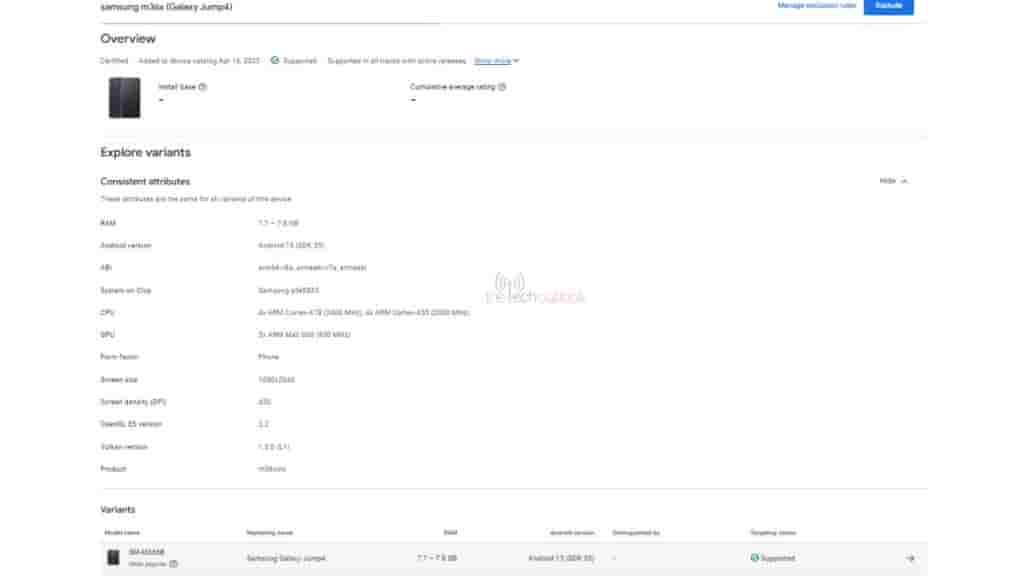 Samsung Galaxy Jump 4 - Google Play Console Listing