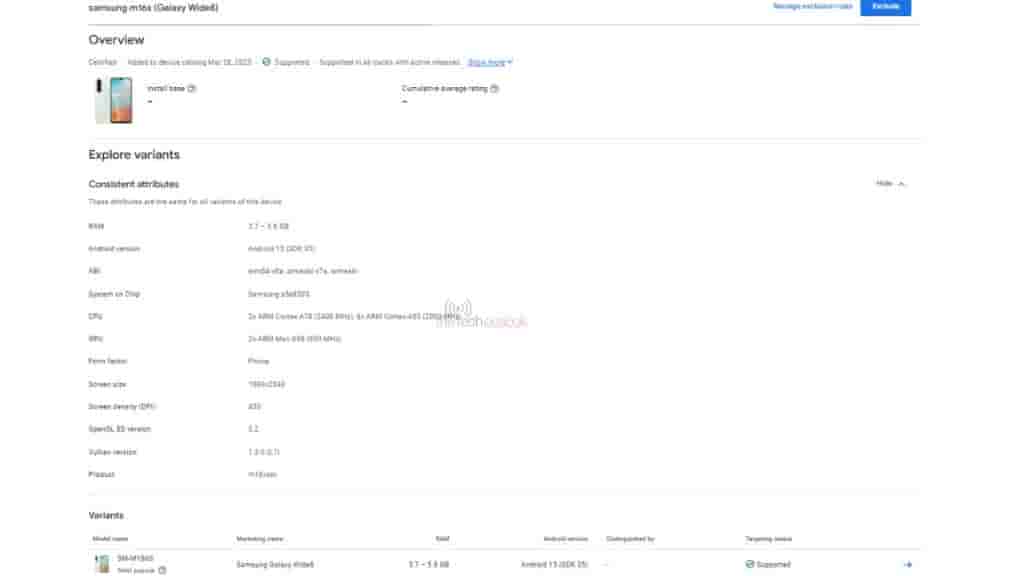 Samsung Galaxy Wide 8 - Google Play Console Listing