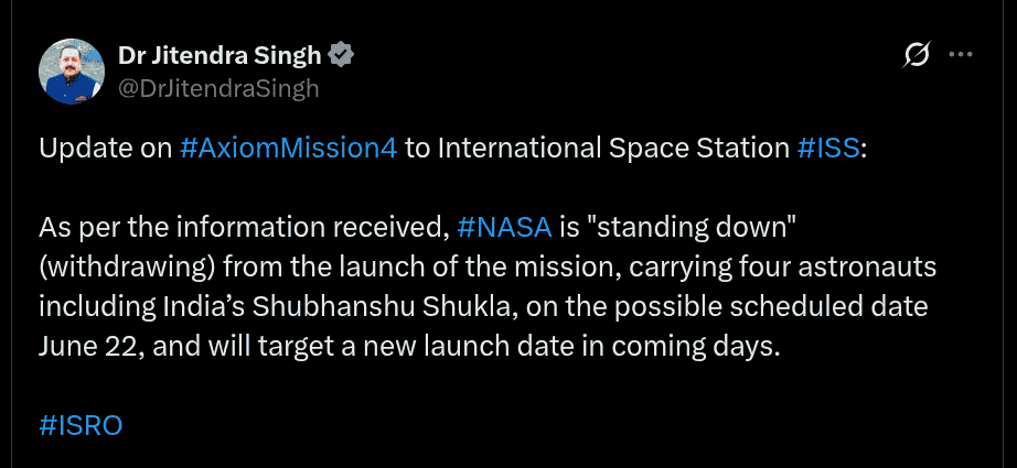 Update on Axiom Mission 4 - X Post