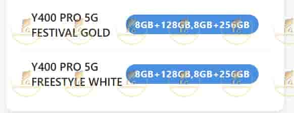 Vivo Y400 Pro 5G - Storage Options and Color Choices
