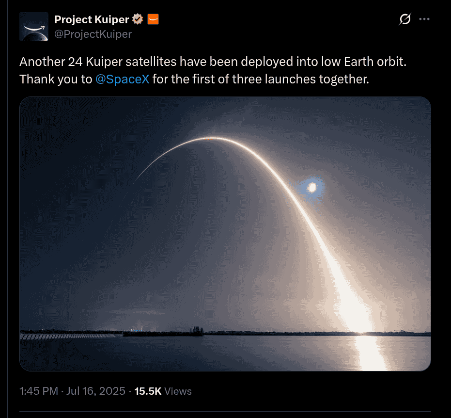 24 Kuiper Satellites Deployed into Low Earth Orbit - X Post