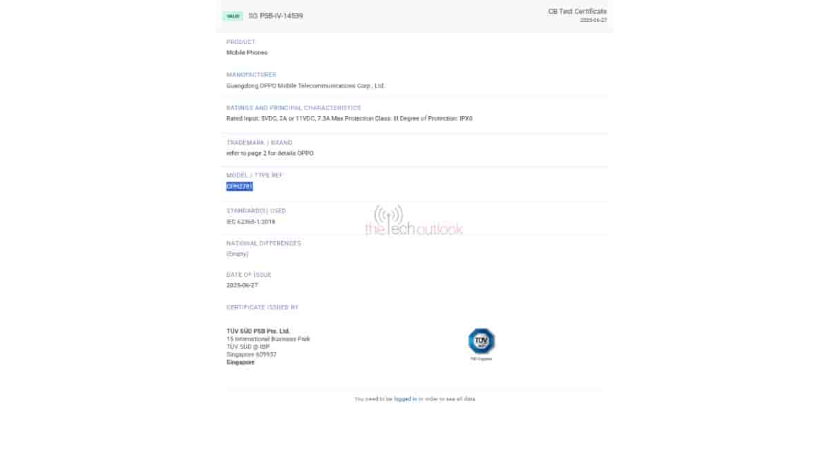 New OPPO Smartphone - TUV SUD Certification