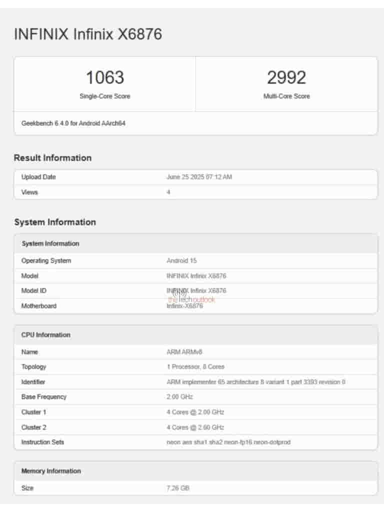 Infinix GT 30 - Geekbench Listing (1)