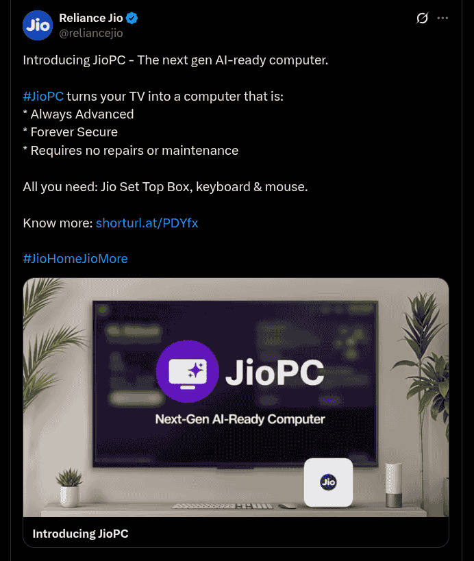 JioPC Officially Introduced - X Post