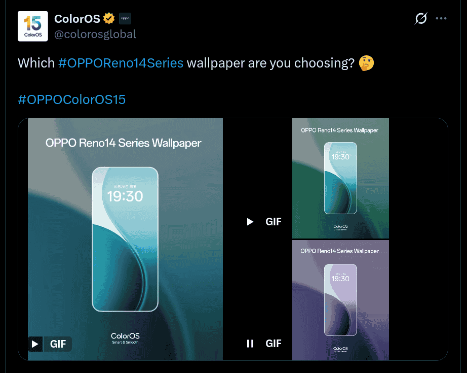 OPPO Reno 14 Series - Wallpapers Teased