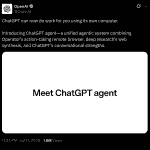 OpenAI Introduces ChatGPT Agent - X Post