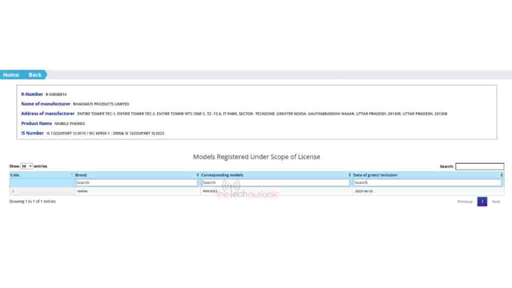 Realme 'RMX5313' - BIS Certification