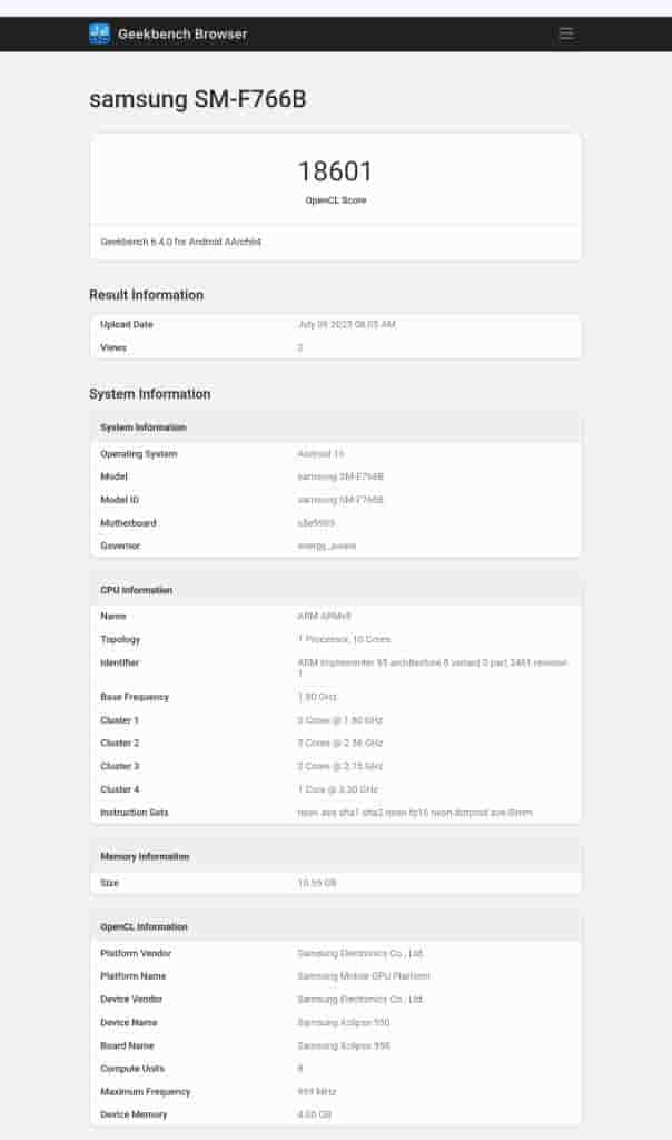 Samsung Exynos 2500 Chip - GPU OpenCL Score