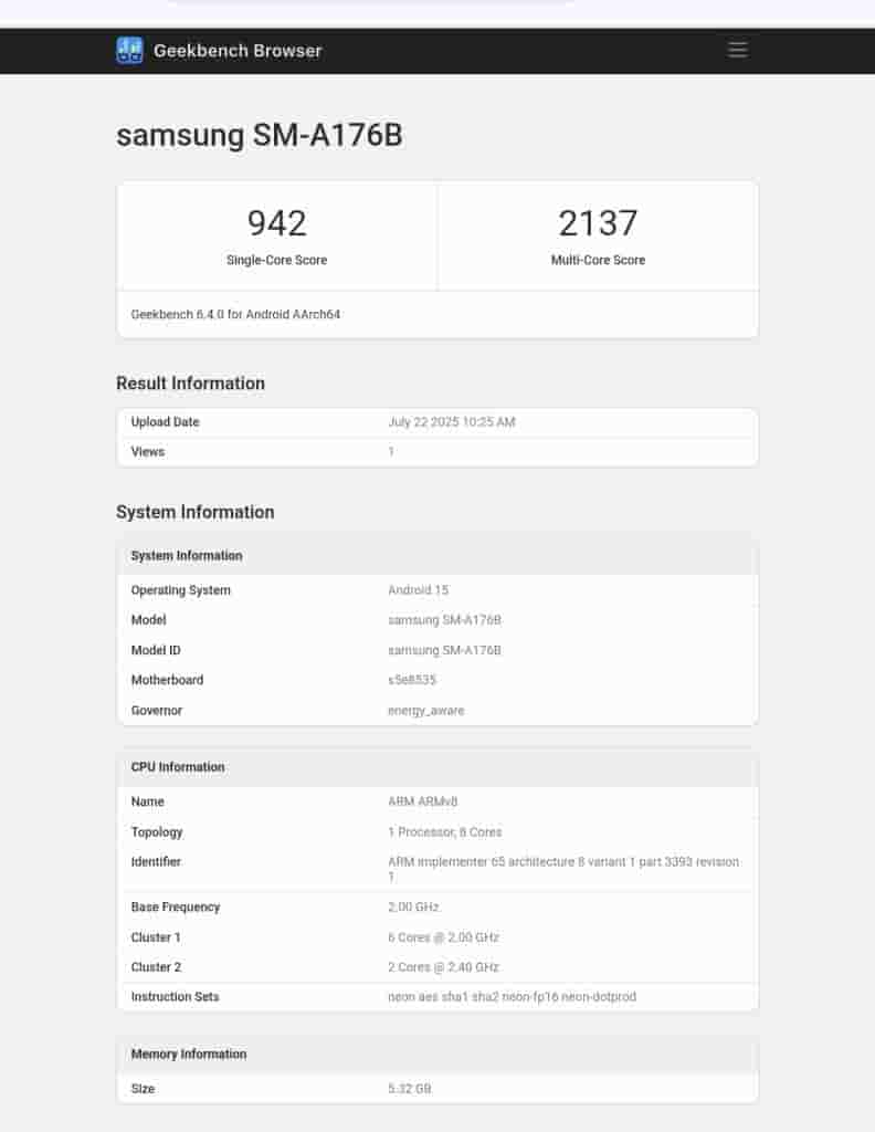 Samsung Galaxy A17 5G - Geekbench (1)
