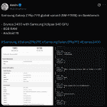 Samsung Galaxy Z Flip 7 FE (Global Variant) - Geekbench Listing (X Post)