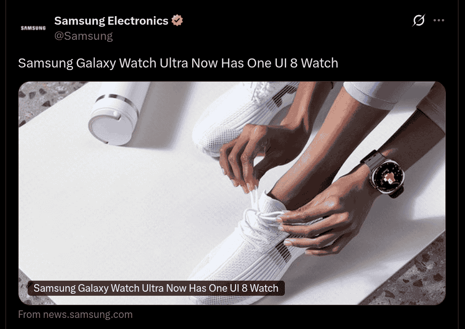 Samsung Officially Announces the One UI 8 Watch Update for the Galaxy Watch Ultra Users - X Post