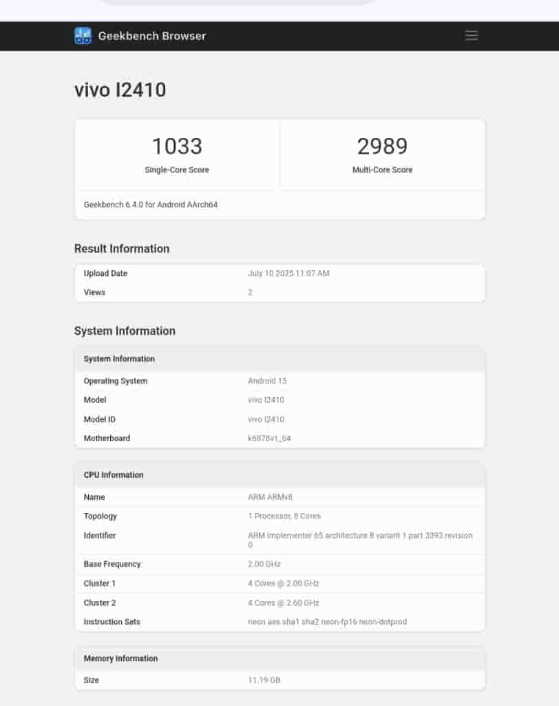 Vivo I2410 - Geekbench Listing (1)