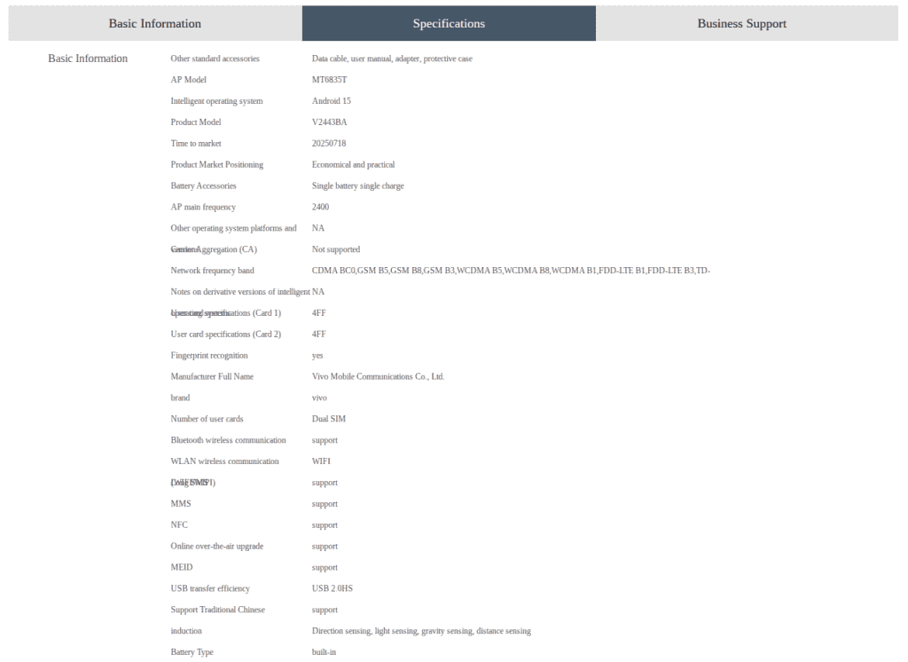 Vivo Y50m 5G - China Telecom Listing (2)