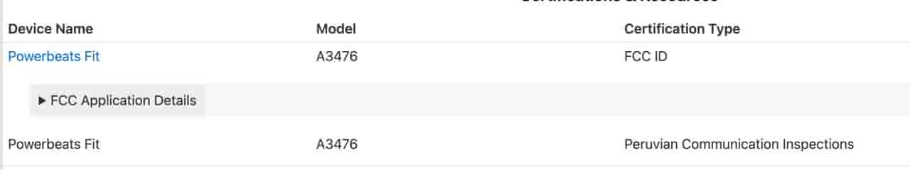 Apple Powerbeats Fit - FCC Confirms Moniker