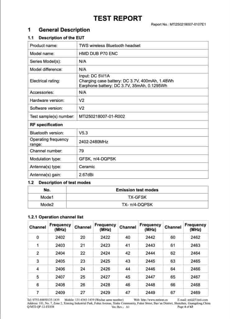 HMD DUB P70 ENC - FCC Certification (1)