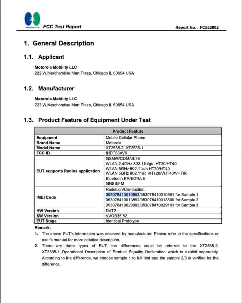 Motorola Smartphone With 'XT2535-2' and 'XT2535-1' Model Numbers - FCC Certification (2)