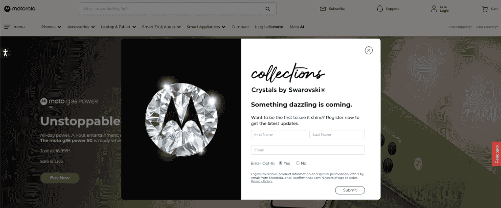 Motorola x Swarovski - Website Listing