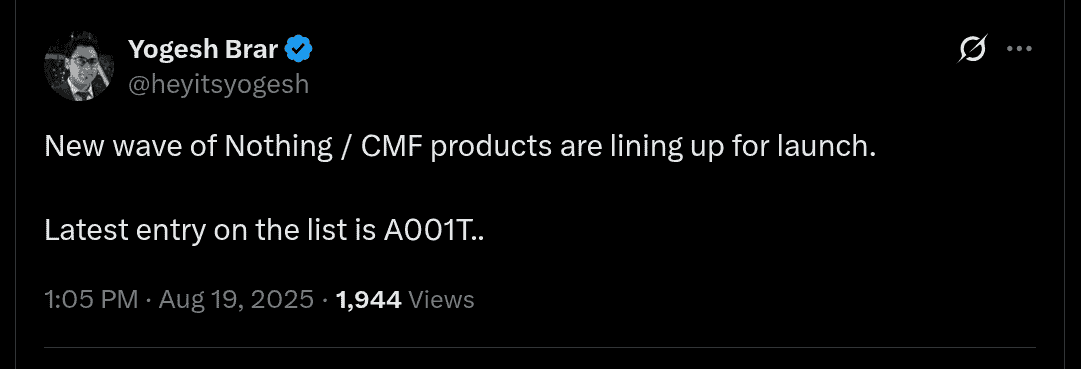 New Nothing and CMF Products Launch Soon - X Post