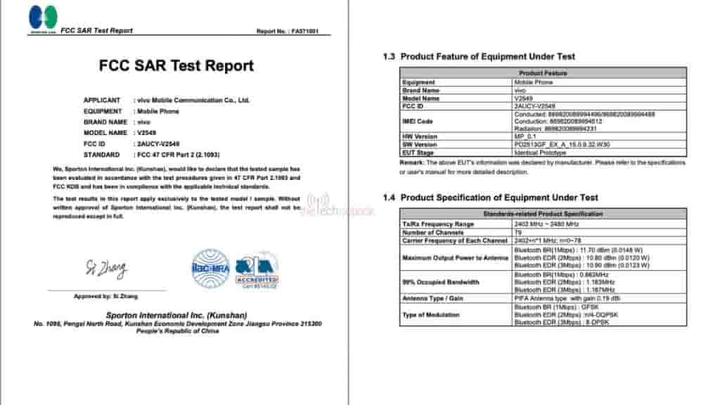 New Vivo 4G Smartphone (V2549) - FCC Certification (2)