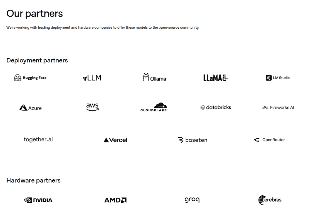 OpenAI New Open-Weight 'gpt-oss-120b' and 'gpt-oss-20b' Models - Deployment and Hardware Partners