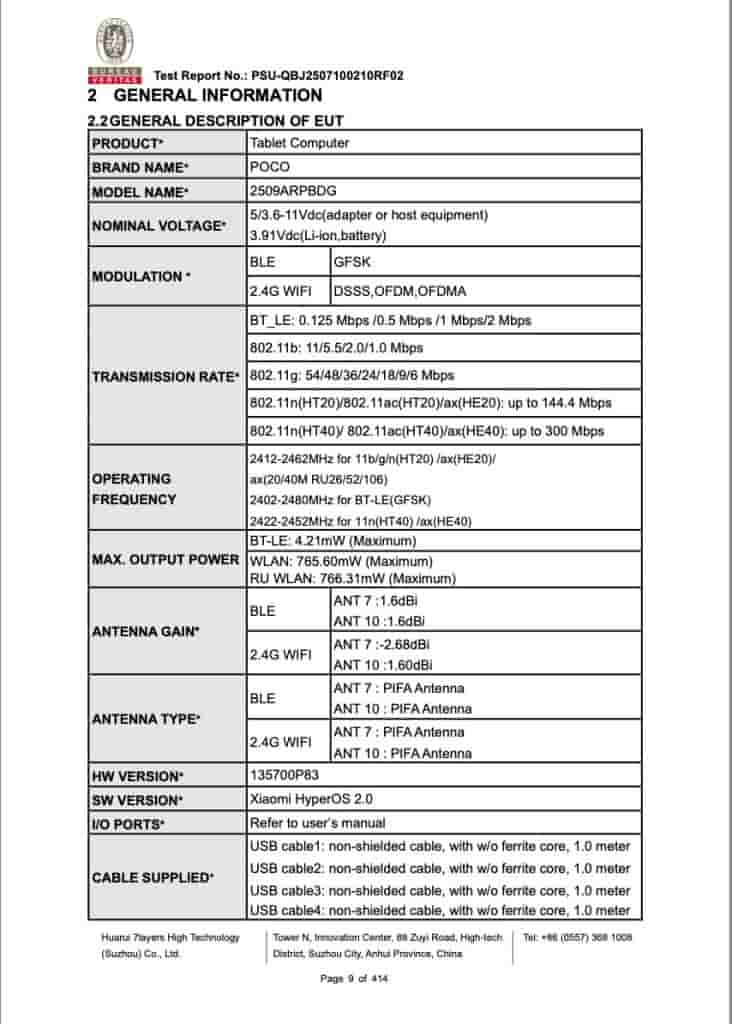 POCO '2509ARPBDG' Tablet - FCC (4)