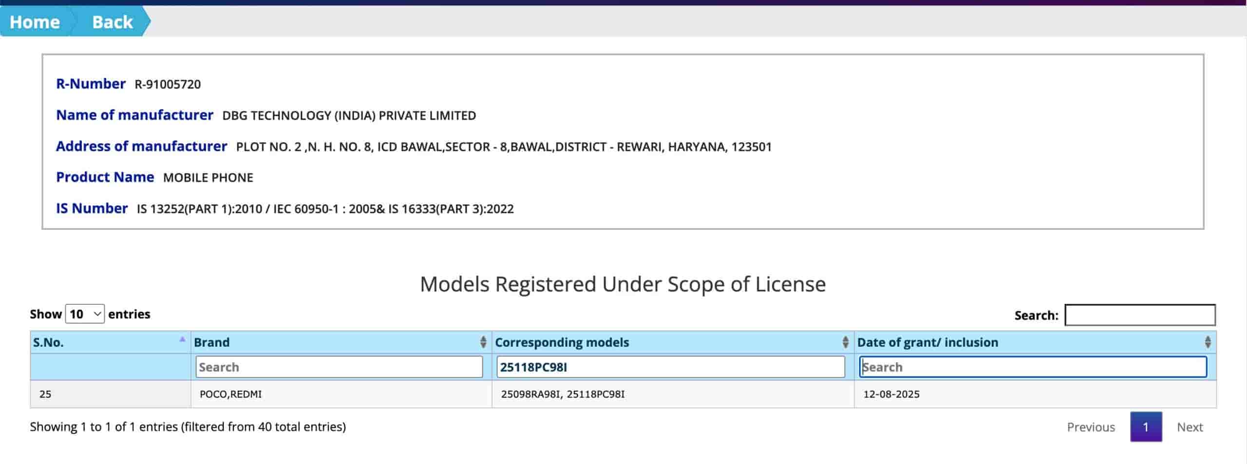 POCO/Redmi'25098RA98I' and'25118PC98I' - BIS Certification