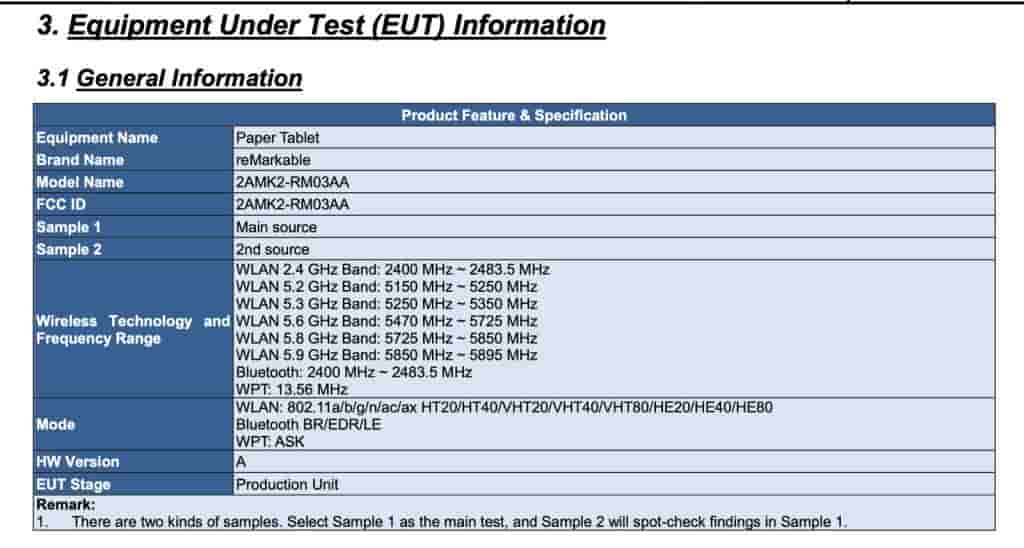 New reMarkable Paper Tablet (2AMK2-RM03AA) - FCC Certification (3)