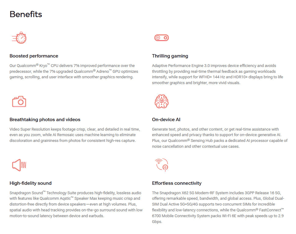 Qualcomm Snapdragon 7s Gen 4 - Key Benefits