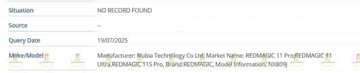 RedMagic'NX809J' - IMEI Listing Mentions Multiple Monikers