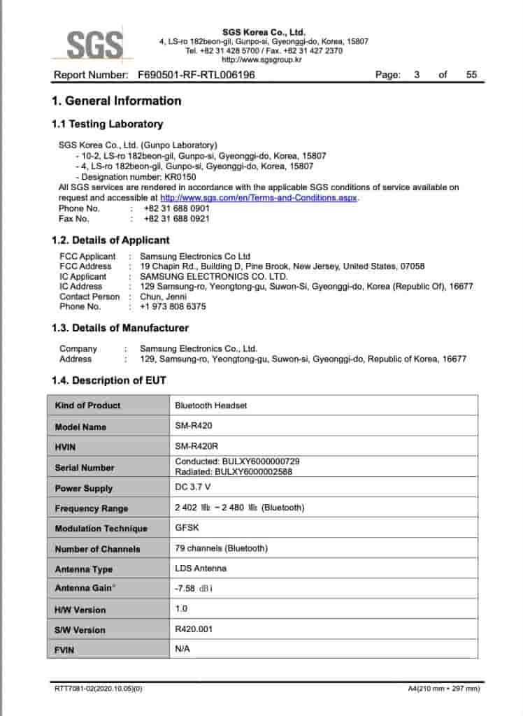 Samsung Galaxy Buds 3 FE (SM-R420) - FCC Certification (2)