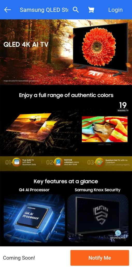 Samsung QLED 4K AI TV - Flipkart Landing Page (1)