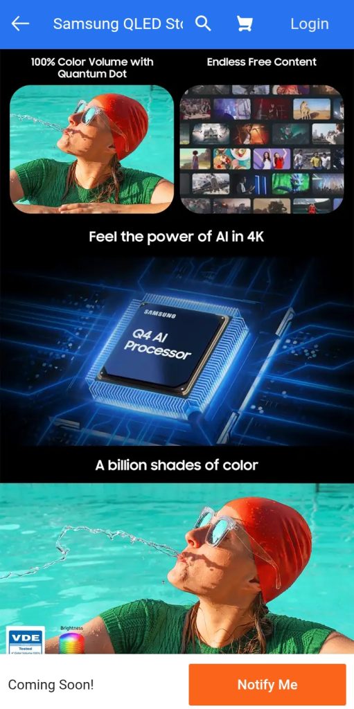 Samsung QLED 4K AI TV - Flipkart Landing Page (2)