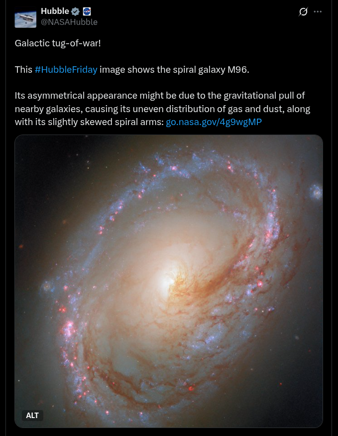 Spiral Galaxy M96 Image Captured by Hubble - X Post