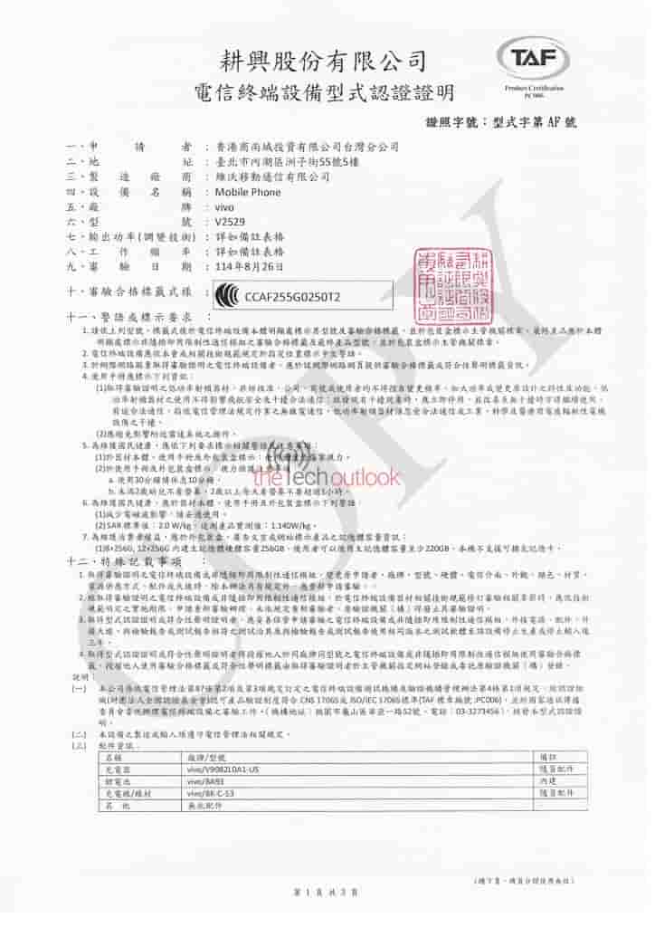 Vivo V60 Lite 5G - NCC Certification (1)
